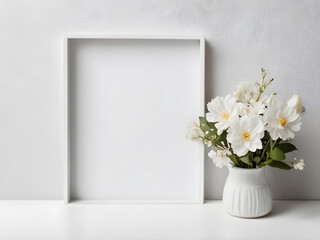 white vase with flowers on the table