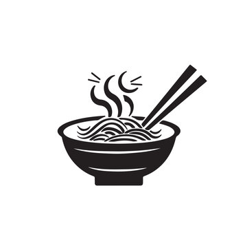 recommend clip art: silhouette of noodles in bowl and chopsticks