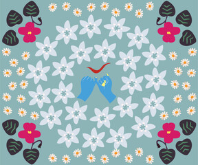 Floral Flowers Plant Pattern Oriental Clove Design Wallpaper Postcard