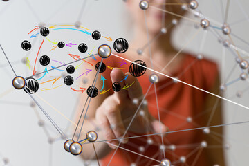 Global network. Blockchain. 3D illustration. Neural networks and artificial intelligence. Abstract