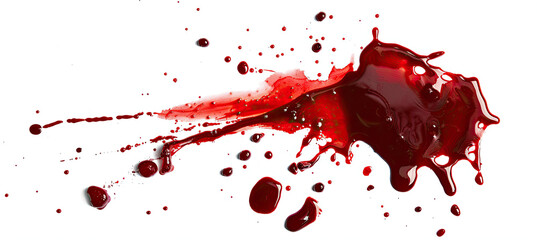 Abstract stains, splashes of real blood isolated on white background