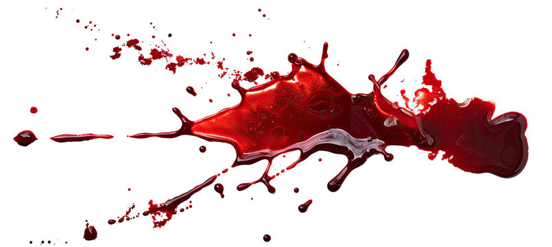 Abstract stains, splashes of real blood isolated on white background