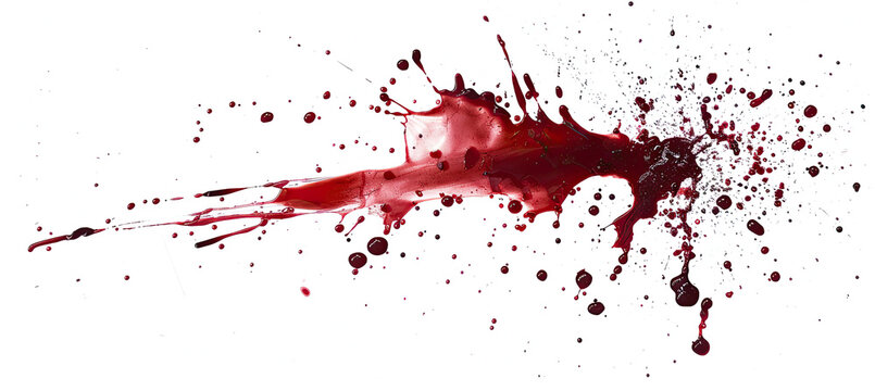 Abstract stains, splashes of real blood isolated on white background