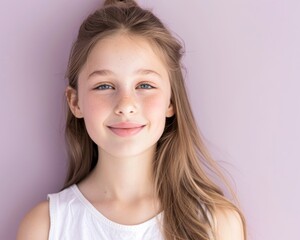 Fototapeta premium Beauty Industry Portrait Against Soft Lavender Background Generative AI