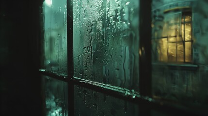 Close up of through window rainy day water HD background