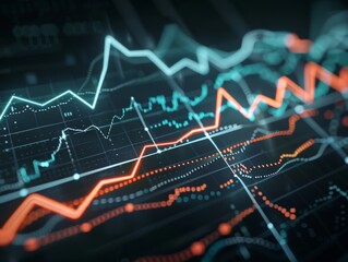 Fototapeta premium Futuristic Line Graph Illustrating Rapid Technological Advancement Trend Generative AI