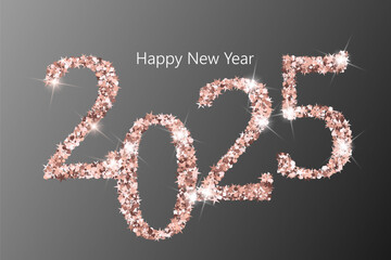 2025 Happy New Year premium vector greeting card. Confetti particles font calligraphy. Happy New Year wishes, 2025 of confetti scatter. Luxury banner.