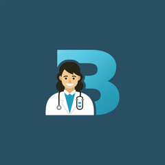 Initial Letter B Doctor icon Logo Design Vector Graphic Emblem Illustration. 
