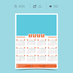 2025 Corporate Wall Calendar Template Design.Set of single pages calendar vector design with  print template