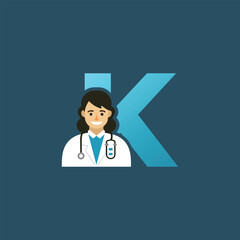 Initial Letter K Doctor icon Logo Design Vector Graphic Emblem Illustration. 