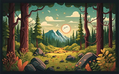 cartoon illustration of a beautiful forest17_upscayl_4x_realesrgan-x4fast