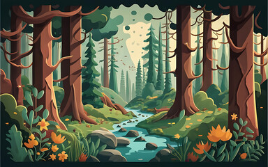 cartoon illustration of a beautiful forest17_upscayl_4x_realesrgan-x4fast