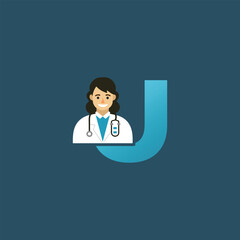 Initial Letter U Doctor icon Logo Design Vector Graphic Emblem Illustration. 