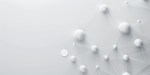white background with a network of dots and circles