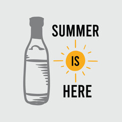 Hand drawn lettering summer holiday quotes design, summer is here. Typography holiday slogan for print poster, t-shirt, card, vacation. Eps 10.