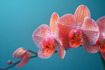 Pink Orchid Blossom with Dew Drops