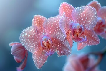 Pink Orchid with Dew Drops