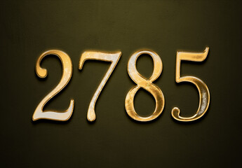 Old gold effect of 2785 number with 3D glossy style Mockup.	