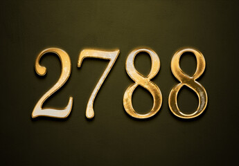 Old gold effect of 2788 number with 3D glossy style Mockup.	