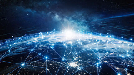 Obraz premium Network and data connections across Earth