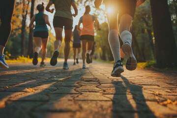Group of people running outdoors Active lifestyle, Embracing an Active Lifestyle, Join a Group of Outdoor Runners, Discover the Joy of Outdoor Running with a Fitness-Minded Community