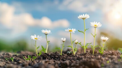 Blooming Daisies in Natural Setting Generative AI