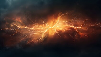 Dramatic Sky with Vibrant Lightning Generative AI