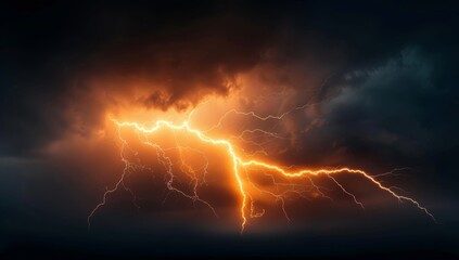 Vibrant Lightning on Dark Background, Perfect for Energy and Power Concepts Generative AI
