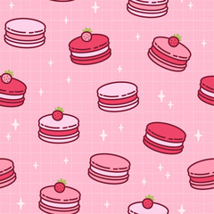 Macaroni seamless pattern. Cute dessert. Hand drawn vector illustration.