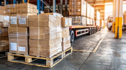 Truck transporting a European pallet load