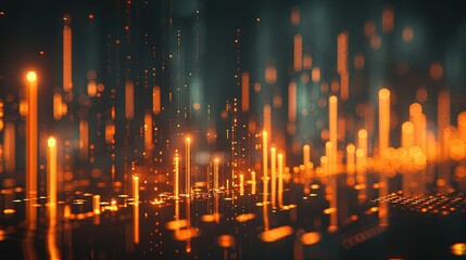 Obraz premium Digital Market Pulse. Stock market growth charts graphs 3d futuristic finance economy business datum diagram marketing illustration