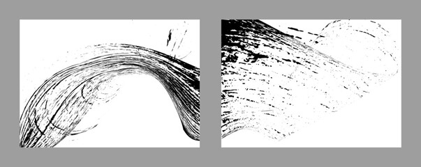 Strokes of black paint on a white background. Set of two templates. Graffiti element. Design template for the design of banners, posters, booklets, covers, magazines. EPS 10