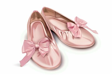 A stylish illustration of ballet flats featuring delicate bows on a clear white background.