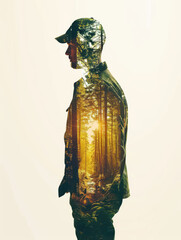 Man with Forest Reflection: Conceptual Artwork