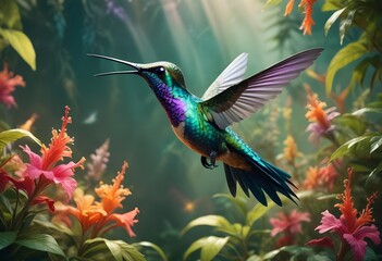 Obraz premium hummingbird on flower
