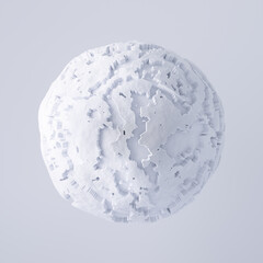 Abstract eroded shape 3d illustration on grey background.