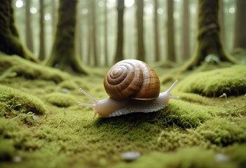 snail on a green leaf