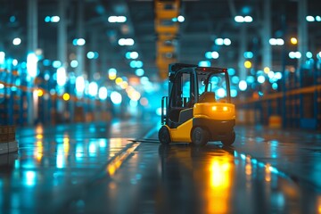 Ai driven forklift automation in warehouse storage with robotics for industrial logistics