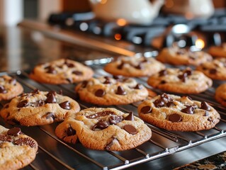 Freshly Baked Gooey Chocolate Chip Cookies with Warm Melted Chocolate and Crisp Golden Brown Exterior