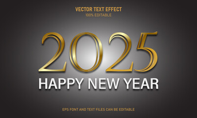 Happy new year 2025 editable text effect