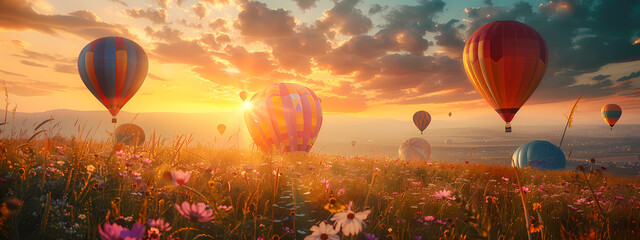 Naklejka premium Whimsical Hot Air Balloon Festival