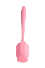 One pink spatula isolated on white. Kitchen utensil