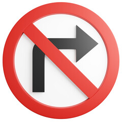 3d render of traffic signs No right turn.
