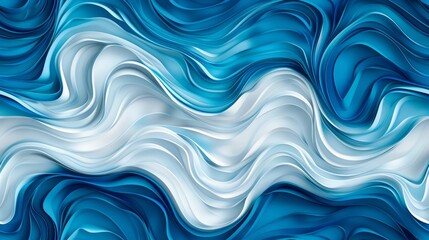 Dynamic abstract wave patterns, seamless and vibrant, created with gouache, featuring swirling blues and greens, ideal for tiles and decorative purposes