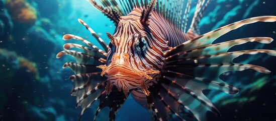 Close-Up Portrait of a Lionfish in the Ocean