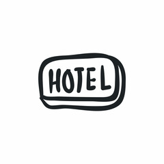 hotel vacation sign hand drawn icon