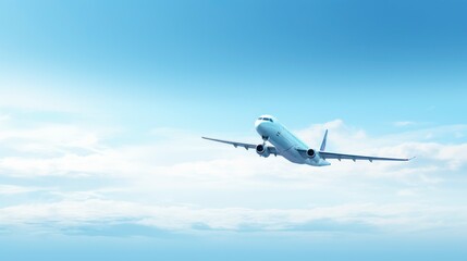 Fototapeta premium Airplane flying in the cloudy sky.