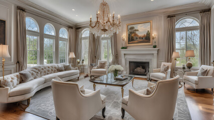 Sophisticated and Modern Living Room Design - AI Generated Image