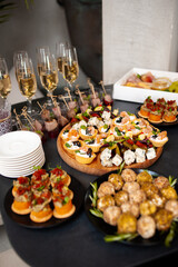 catering food buffet on table.