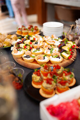 catering food buffet on table.